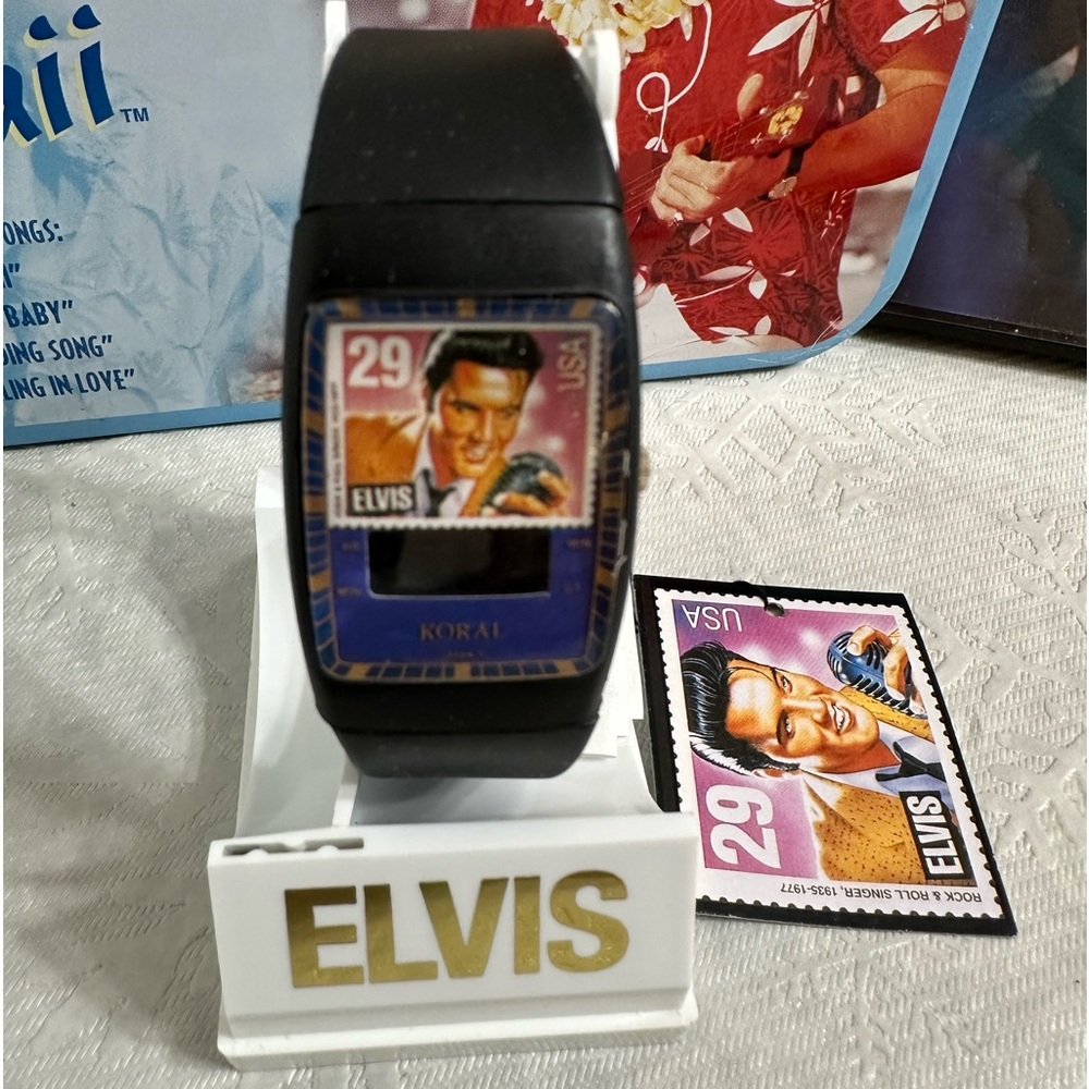 Elvis Memorabilia Small Lunch Box, DVD, Digital Watch+ Elvis Postage Stamps